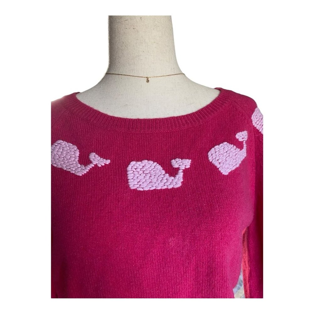 Womens Vineyard Vines Sweater Medium -Pink Whale Logo Soft Comfy 100% Lambswool - Picture 1 of 12